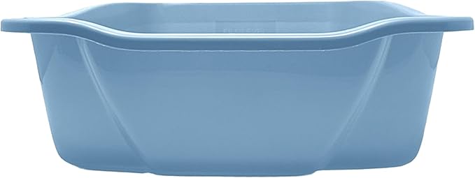 Large Open Top Cat Litter Pan Low Entry Sides Stain & Odor Resistant High | Plastic Litter Box for Kittens, Senior & Arthritic Cats Multi Cat Household, Made Blue Eco Recycled Pet Toilet Tray