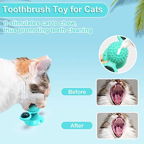 GBSYU Interactive Windmill Cat Toys with LED Light Ball Suction Cup Catnip Toy for Cat Exercise (Pink)