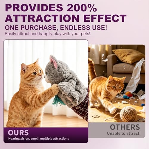 Cat Wrestling Glove with Bell & Catnip, Cats Puppet Wrestler with Tough Padding for Safe Play, Interactive Puppet Toy for Indoor Play, Exercise & Boredom Relief, Family Bonding & Feline Training