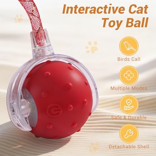 Interactive Cat Ball Toy, Motion Activated Electric Rechargeable Cat Toy