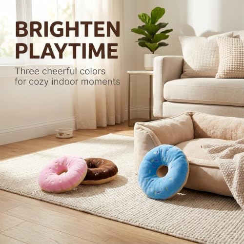 3Pcs Colorful Pet Toy Donut-Shape Squeaky Squeaker Puppy Dog Pet Cat Kitten Sound Chews Toy Random Color Sturdy and Practical Simple and Sophisticated Design，Toys，Dog Squeak Toys