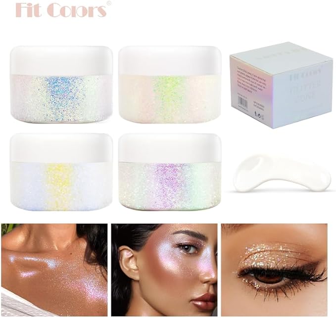 Holographic Body Glitter Gel for Body Face Hair Lip Makeup, Sparkling Glitter Long-Lasting Waterproof Liquid Sequins for Women Girls Perfect for Music Festival Halloween Concerts Art Party(04)