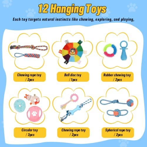 Blue Puppy Play Gym with 12 Hanging Toys (Blue)