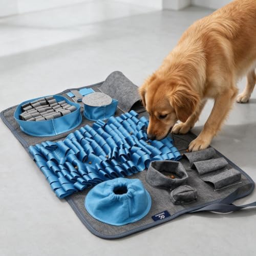S Snuffle Mat Blue Dog Puzzle Enrichment Slow Feeder