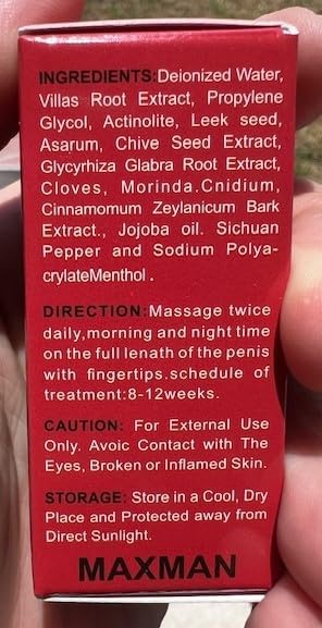 TONISABERY MAX Man ENLARGING Essential Oil ENLARGMENT Oil for Men Oil Enlarge 10ML (RED) (2)