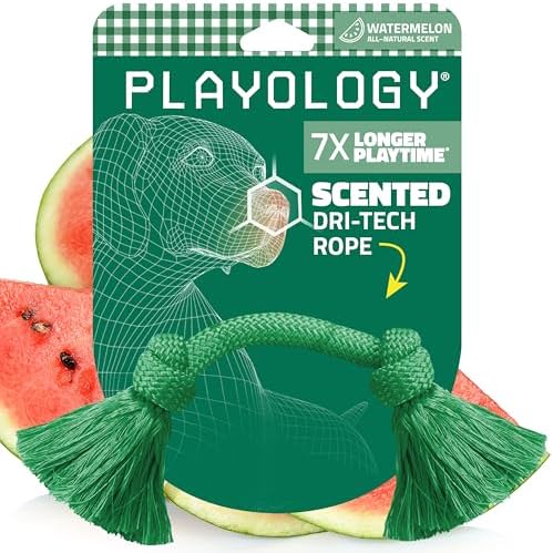 Playology Tug Rope Dog Toys for Medium Dogs - Medium, Watermelon Scent