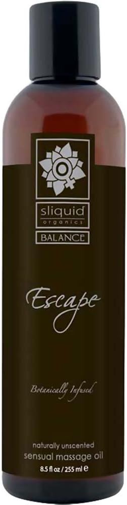 Sliquid Organics Escape Massage Oil, Botanically Infused, 100 Percent Vegan, 8.5 oz