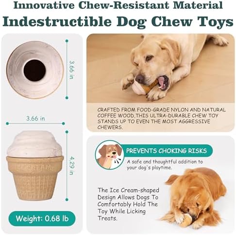 Multi-Functional Interactive Dog Toys for Aggressive Chewers, Indestructible Dog Toys for Medium/Large Breeds,Frozen Dog Treat Dispenser to Keep Them Busy,Reduces Anxiety(Pack of 2)