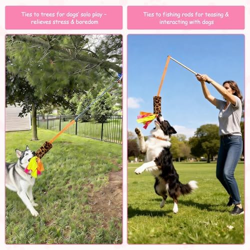 Squeaky Tug Toys for Small Medium Dogs, Interactive Tug of War Dog Training Toy, Leopard Dog Rope Chew Toys for Puppy Training Playing Games