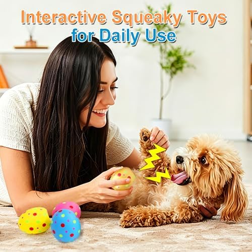 Squeaky Dog Toys 8 Pack, 2.4" Soft Latex Interactive Bouncing Puppy Chew Toys, Interactive Egg Shape Dog Toys Balls for Small Medium Breed