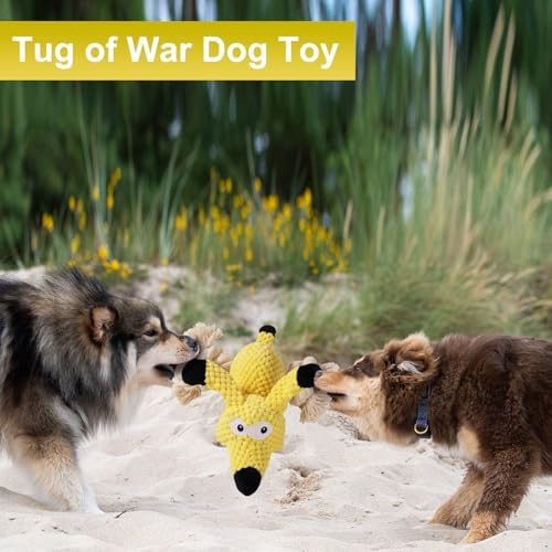 Letsmeet Squeaky Plush Dog Toys - Rope-Designed Interactive Dog Chew Toy for Large Dogs, Puppy Toys for Tug of War, Durable Pet Toys for Dogs