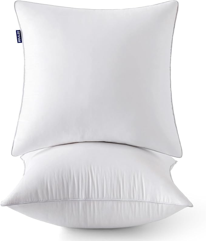 MIULEE 28x28 Euro Pillow Inserts (Set of 2) -Decorative Throw Pillow with 100% Cotton Cover Square for Sofa Couch