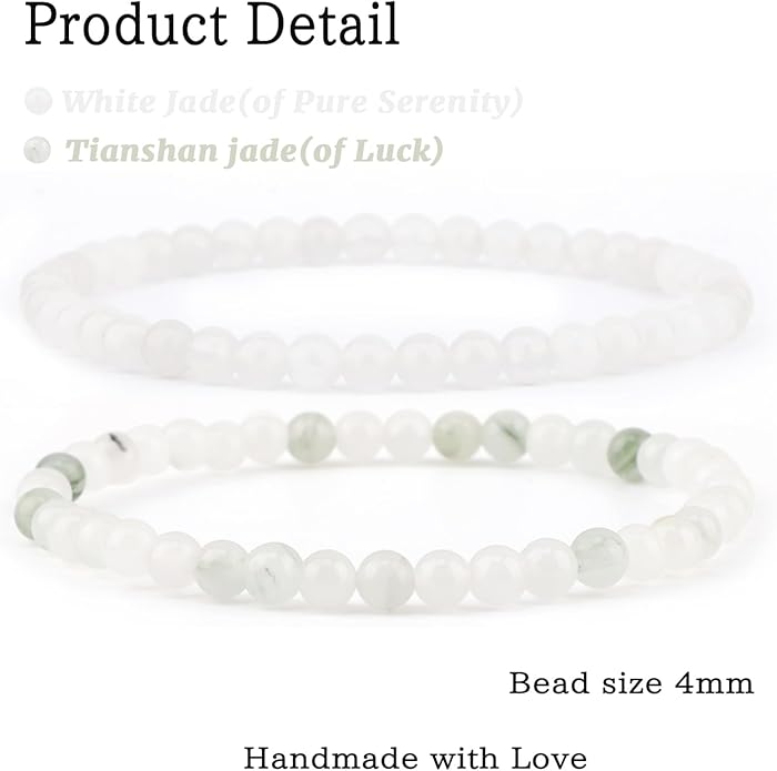 NCB 2.3-Piece 4mm Natural Crystal Gemstone Stretch Bracelets – Handmade Reiki Energy Healing Jewelry for Meditation,Yoga, Unisex