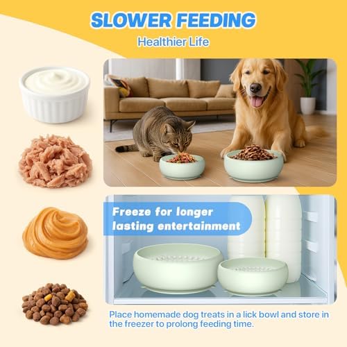 2 Pack Dog Lick Bowl, Slow Feeder Licking Bowl(Green)