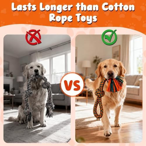 Interactive Dog Rope Toy – Ultra-Fiber Dog Chew Toys (Two Knots)