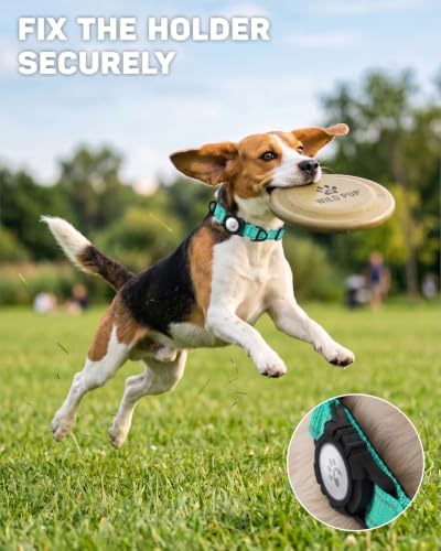 Padded Dog Collar with Waterproof Holder Compatible with Airtag