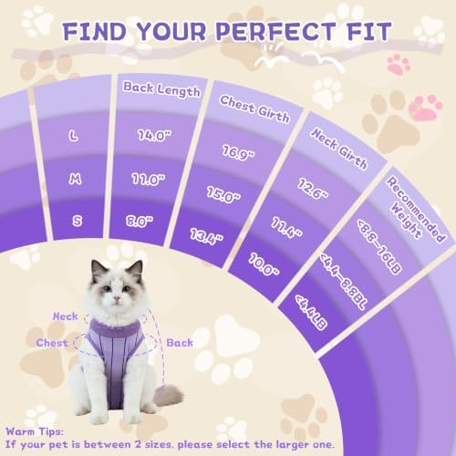 EMUST Recovery Suit for Cats, Soft Breathable Surgical Suit Anti Licking