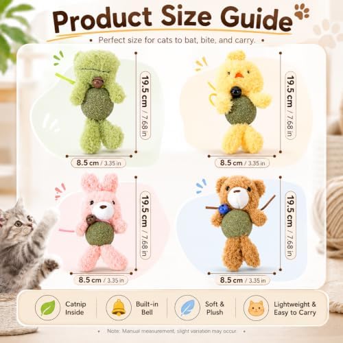 Cat Toys with Catnip Kitten Chew Bite Supplies Boredom Relief Fluffy Kitty Teeth Cleaning Chewing Cat Lovers Interactive Plush Gift (New Duck)