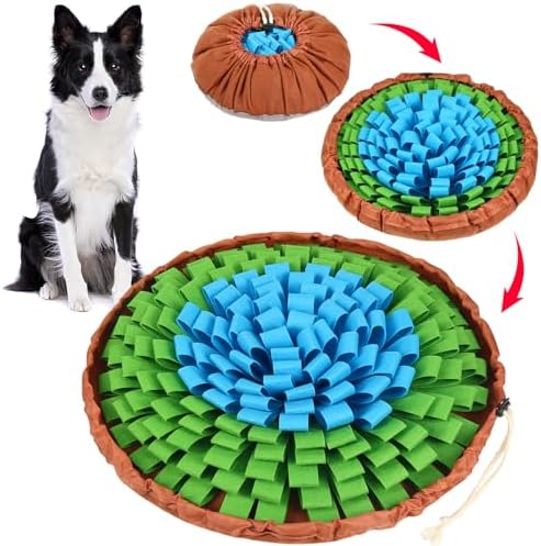 SZEE Snuffle Mat for Dogs, Adjustable Sniffing Mat for Smell Training and Slow Eating, Dog Snuffle Pad for Mental Stimulation and Enrichment, Interactive Toys for Pets (Blue and Green)