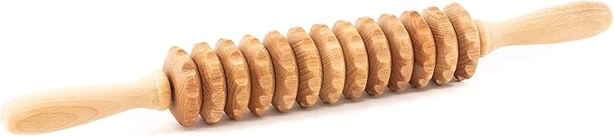 2 Pcs Wooden Sturdy Lymphatic Drainage Roller & Back Massager with Ropes, Maderotherapy, Body Sculpting- Recommended by Professionals (Roller & Massager)