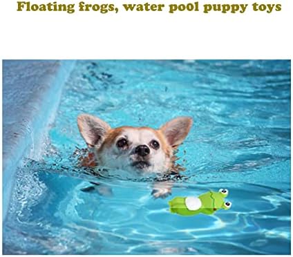 Volacopets 4 Cute Frog Puppy Squeak Toys Latex Float Water Pool Dog Toys Squeaky for Small Breed Soft Fetch Interactive Play pet Toys, Green