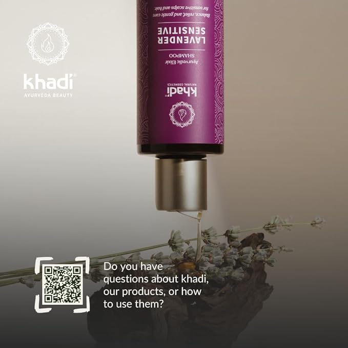 KHADI LAVENDER SENSITIVE Ayurvedic Shampoo - For sensitive, delicate scalp & fine hair - 100% natural & silicone-free - 6.7 fl oz