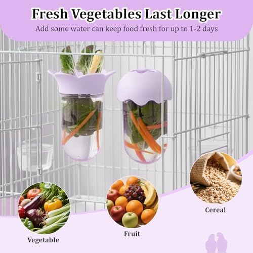 2 PCS Bird Food with Water Storage Design, Hanging Birds Feeder (Purple)
