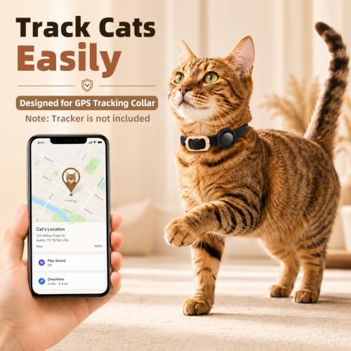 2 Pack Breakaway Cat Collars, Adjustable GPS Tracking Collars for Cats, Find My Tracking, Exquisite Buckle, Flexible Fit Design & Pet Safe, Anti-Lost Location Design for Kittens & Adult Cats