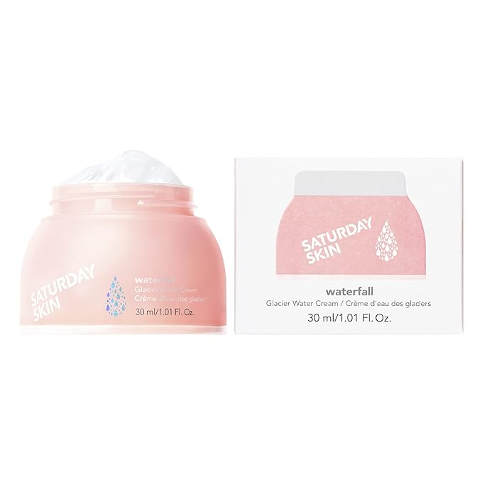 Saturday Skin Face Moisturizer Water Cream Mini Size, Vegan Natural Facial Moisturizer Oil-free Gel Cream From Alaska Glacier Water Day & Night Cream Hydrating and Reduce Wrinkles(1.01 Fl Oz (30ml))