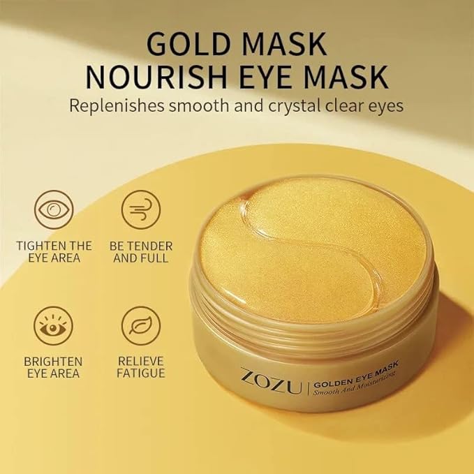 Green Cosmos 24k Under Eye Patches - 30 Pairs - Under Eye Mask for Eye Care,Hydrating Moisturizing Eye Mask Patch Under Eye Patches for Dark Circles and Puffiness (24K Gold)