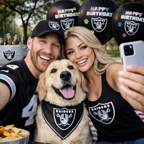NFL Las Vegas Raiders Pet Birthday Party Balloons Set of 6 Licensed NFL Football Team Dog & Cat Birthday Party Decoration Sports Theme Dogs B-Day Pawty Balloon Celebration