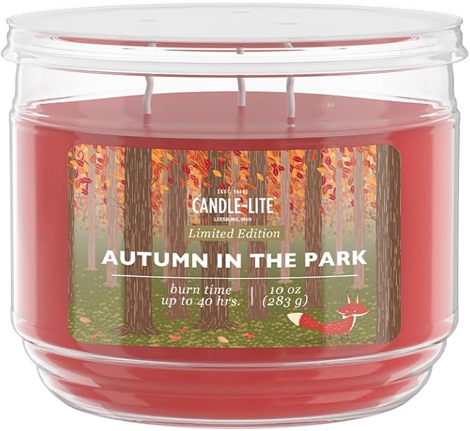 Candle-lite Fall Scented Candles, Macintosh Apple with Creamy Caramel, 10 oz 3-Wick Jar Candle, Proudly Poured in The USA, Autumn Home Decor, 40 Hours of Burn Time, Ideal Gift for Men and Women