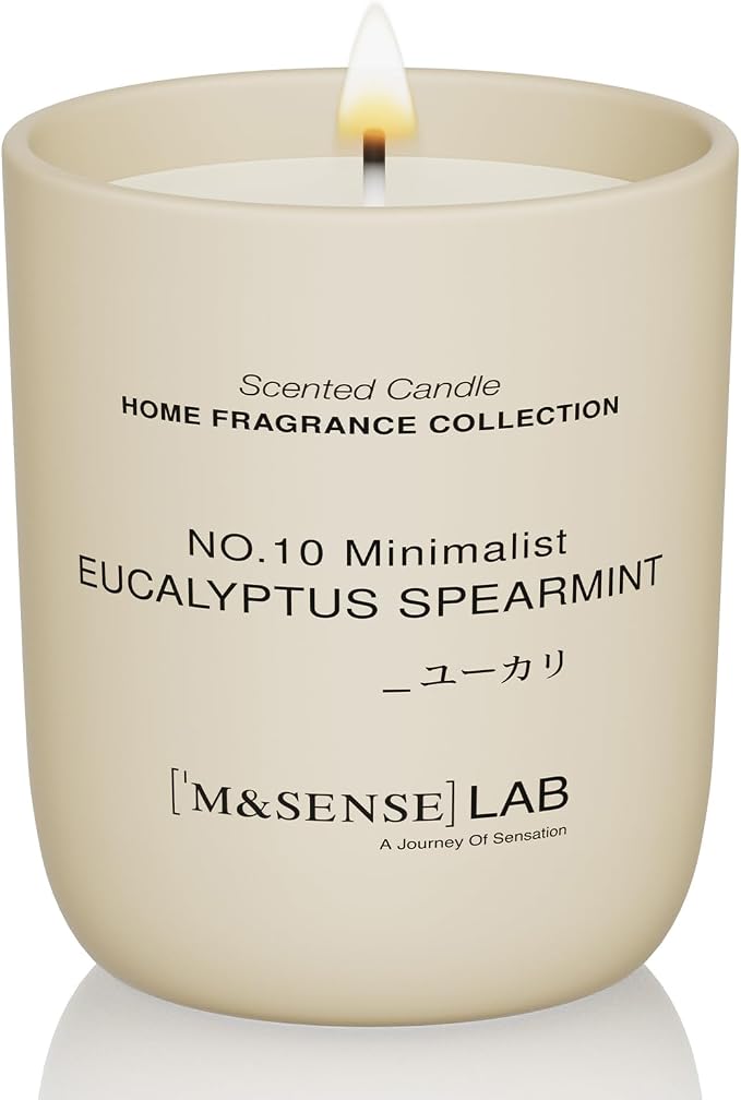 M&SENSE Natural Soy Candle| Eucalyptus Mint | 5.3 oz | Mini Spring Scented Candles for Relaxation,Meditation, Home Décor | for Bedroom, Office, Party Small