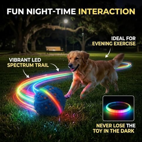 SUREMAX Interactive Dog Toys for Aggressive Chewers, LED Smart Dog Ball 0.6in Thickened E-TPU, Motion Activated Bouncing Balls for Dogs to Keep Them Busy, Indestructible Pet Toy (Blue)
