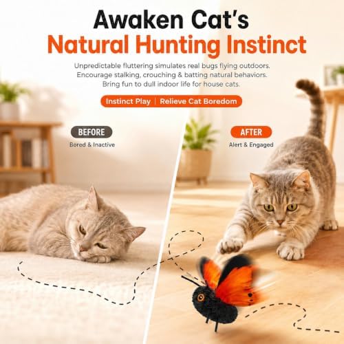 Smart Sensing Flapping Butterfly Toy Interactive Cat (#C)