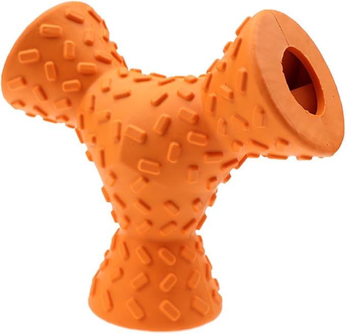 FOMIYES 3 Hole Dog Chew Toy for Tooth Cleaning, Rubber, Green