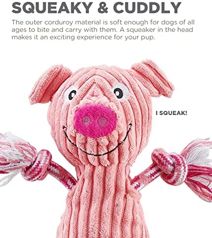 Outward Hound by Charming Pet Ranch Roperz Pig Plush Squeaky Dog Toy