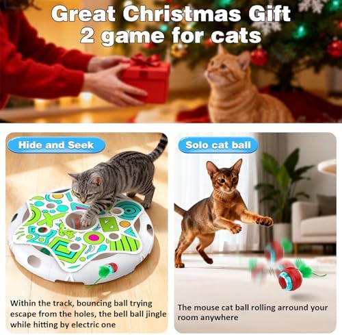 Oxawo Cat Toys Interactive Maze Game Mouse Catching for Indoor Cats (White, Large)