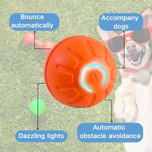 MILEDY 2PCS Shaky Ball for Dogs, Shaky Ball Toy for Dogs, Vibrating Dog Ball, Vibrating Ball for Dogs, Shaky Ball Moving Dog Toy, Automatic Moving Dog Toy Ball, Suitable for All Dogs (Orange+Blue)