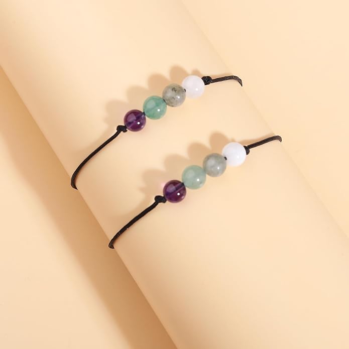 Korotho Empath Protection Bracelet Empath Bracelets Gifts for Her Natural Healing Crystal Beaded Bracelet, Tourmaline, Amethyst, Hematite, Rose Quartz, Jewelry for Best Friends Daughter Mom