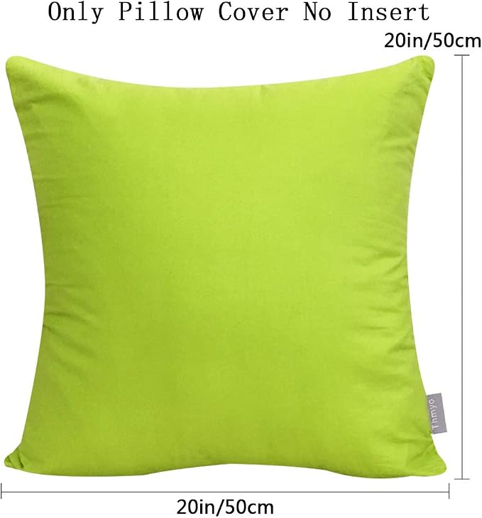 Thmyo 4-Pack 100% Cotton Comfortable Solid Decorative Throw Pillow Case, Square Cushion Cover Pillowcase Sublimation Blank Pillow Covers DIY Throw Pillowcase for Sofa(20x20 inch/ 50x50cm,Light Green)