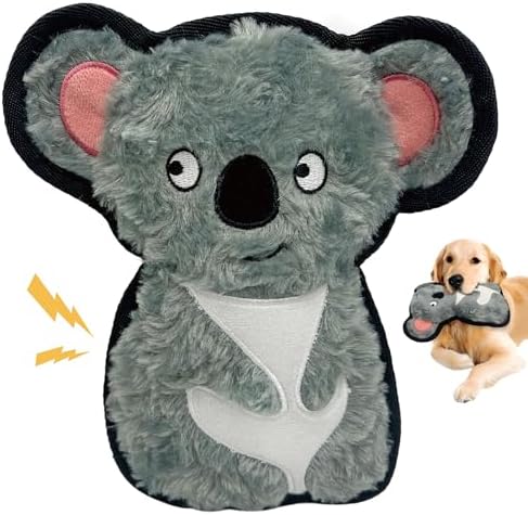 8.86 Inch Grey Green Koala Squeaky Dog Toy with Crinkle Paper, Plush Chew Toy for Puppy Teething, Interactive Fetch Toy for Small Medium Large Dogs
