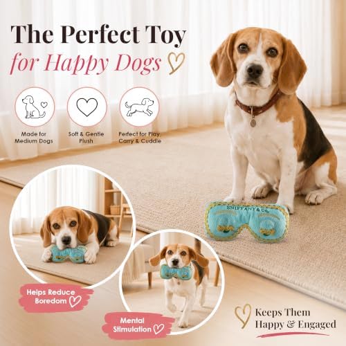 Dog Diggin Designs Sniffany & Co Plush Eye Mask Dog Toy | Luxury-Inspired Parody Fashion Accessory with Built-in Squeaker, Soft Plush Novelty Dog Toy & Chic Playtime Accessory