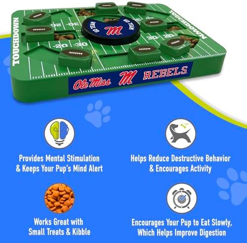 Pets First NCAA Mississippi (Ole Miss) Large Puzzle Toy - Interactive Dog Treat & Slow Feeding Toy