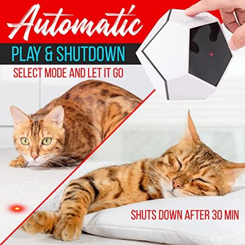 SereneLife Automatic Cat Light Toy - Rotating Moving Electronic Red Dot LED Pointer Pen W/ Auto Wireless Control - Remote Light Beam Teaser Machine for Interactive & Smart Sensory
