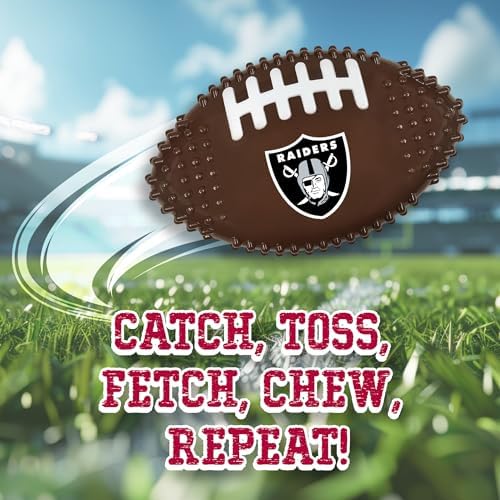 NFL Las Vegas Raiders Mega- Chew Hard Nylon Bacon-Flavored Dog Bone Football Chew Toy Interactive Tasty Fun Dog Chewy Toys Indestructible Strong Durable Tough Pet Biting Playtoy for Aggressive Chewers