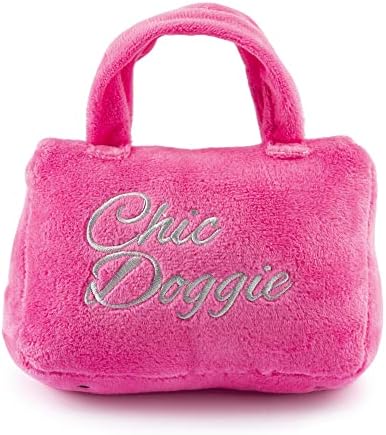 Haute Diggity Dog Barkin Bag with Scarf Plush Dog Toy, Designer Parody Toy