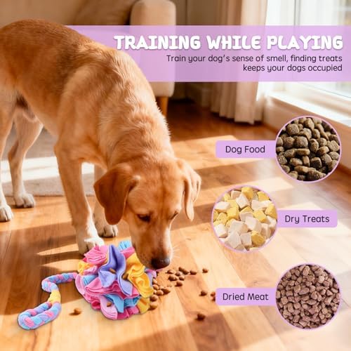 Snuffle Ball Dog Rope Toy, Tug of War Rope Toys for Small Medium Dogs, Interactive Dog Chew Toys Puppy Training Pull Toy for Exercise & Interactive Play Games (Pink)