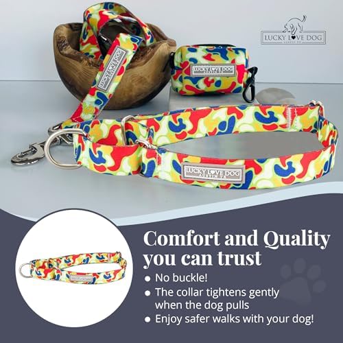Lucky Love Dog Martingale Collar for Large Dogs No Slip Cute – Oscar, Large