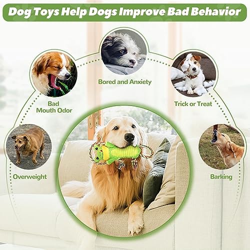Letsmeet Plush Dog Toy with Crinkle Paper and Ropes - Small Interactive Puppy Toys for Medium to Large Dogs